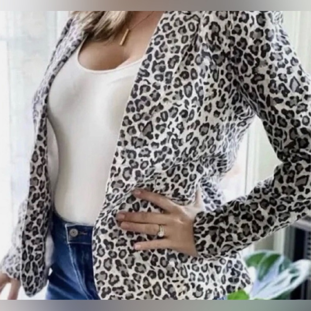 Rachel Zoe open front Blazer Leopard Print Sz M